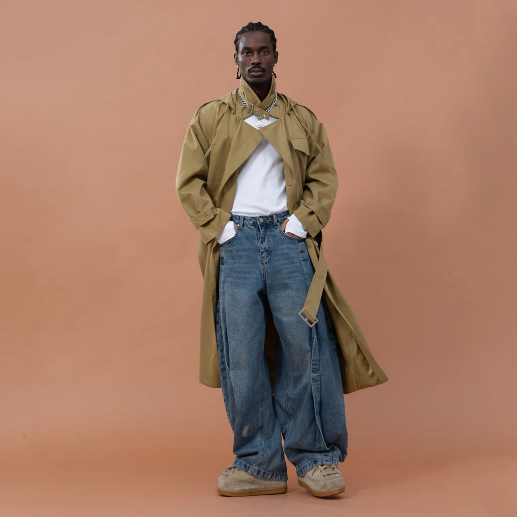 CLP Utility Belted Hooded Trench Coat