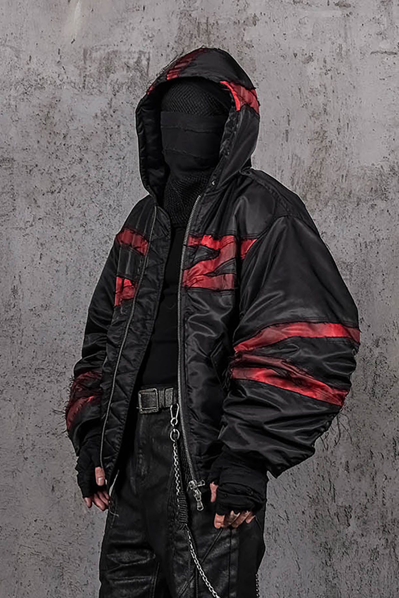 UNDERWATER Distressed Bondage MA-1 Jacket Red