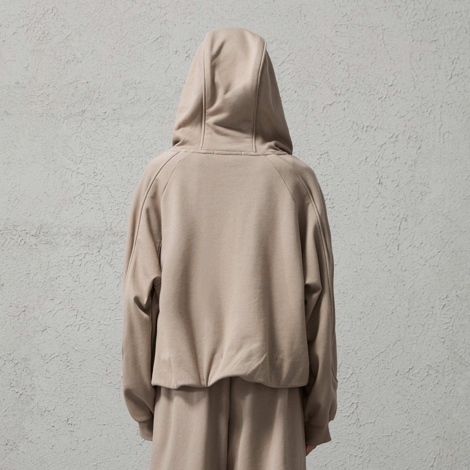 ORGANIC EMOTION Curved Panel Drawstring-Hem Zip-Up Hoodie