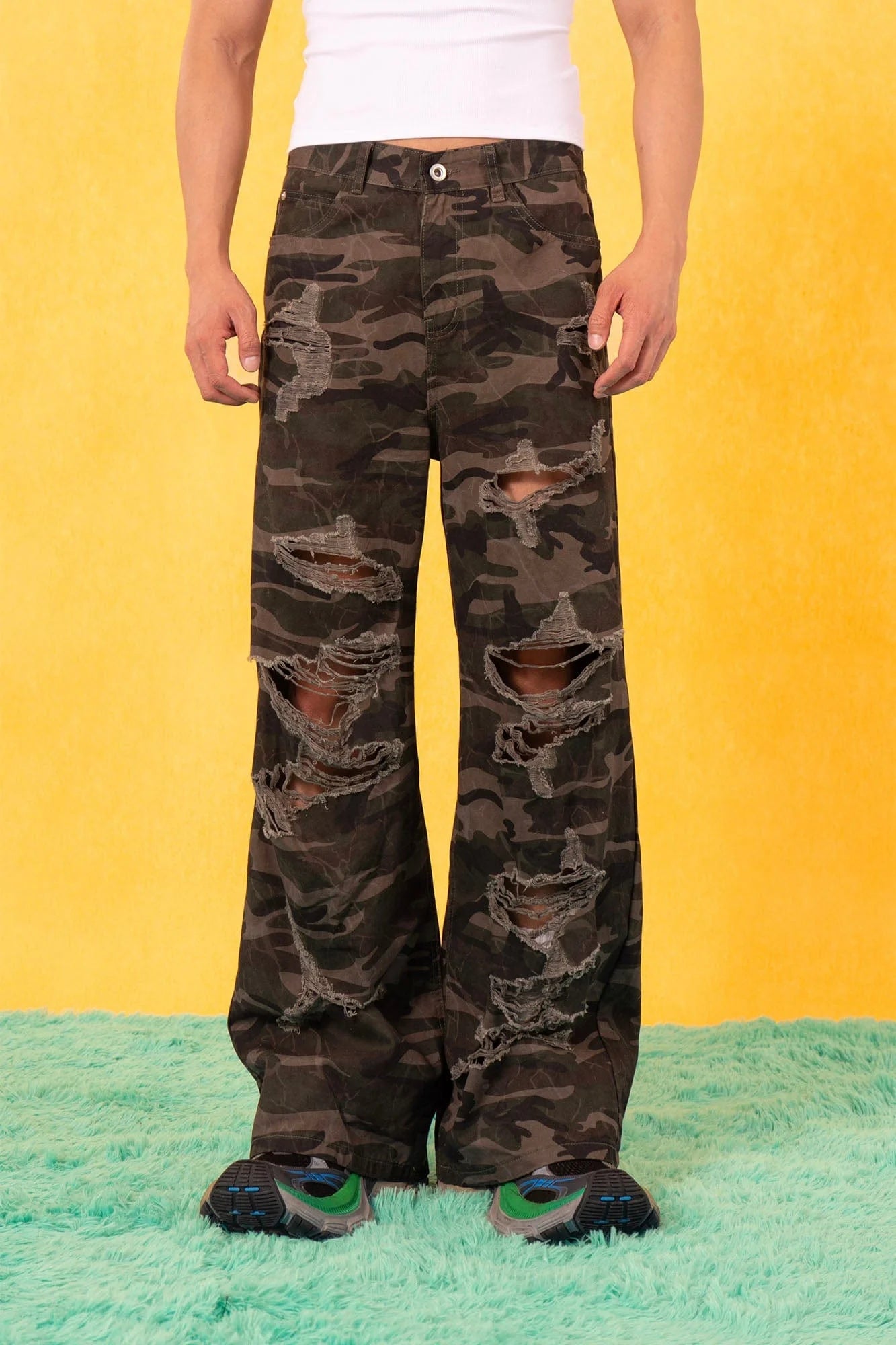 CLP Camo Ripped Straight-Leg Jeans