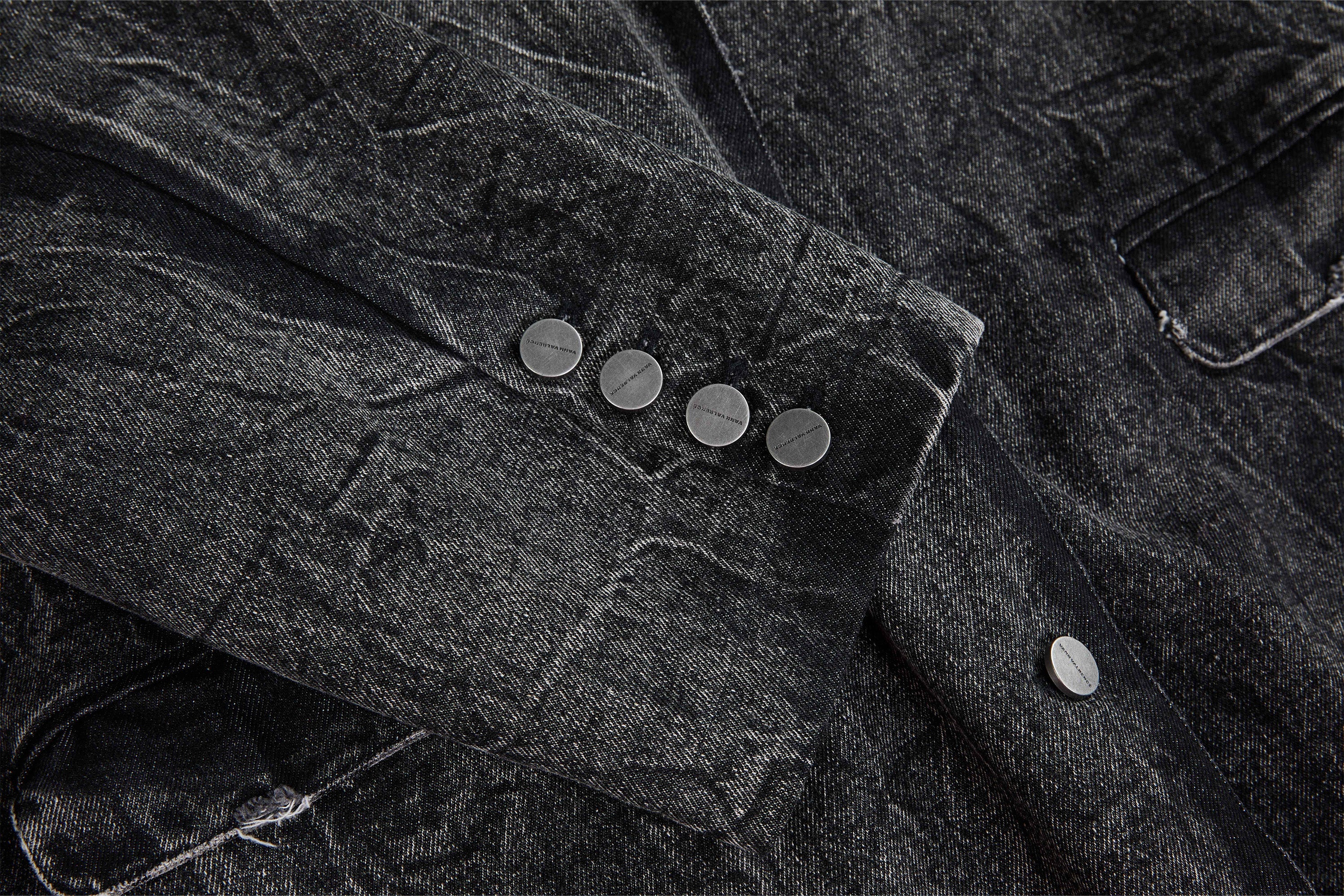 VANN VALRENCE Distressed Washed Denim Coat