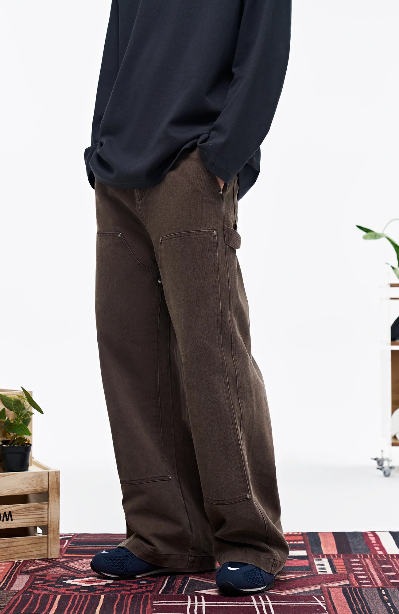 OVERLAPS Double-Knee Straight-Leg Pants