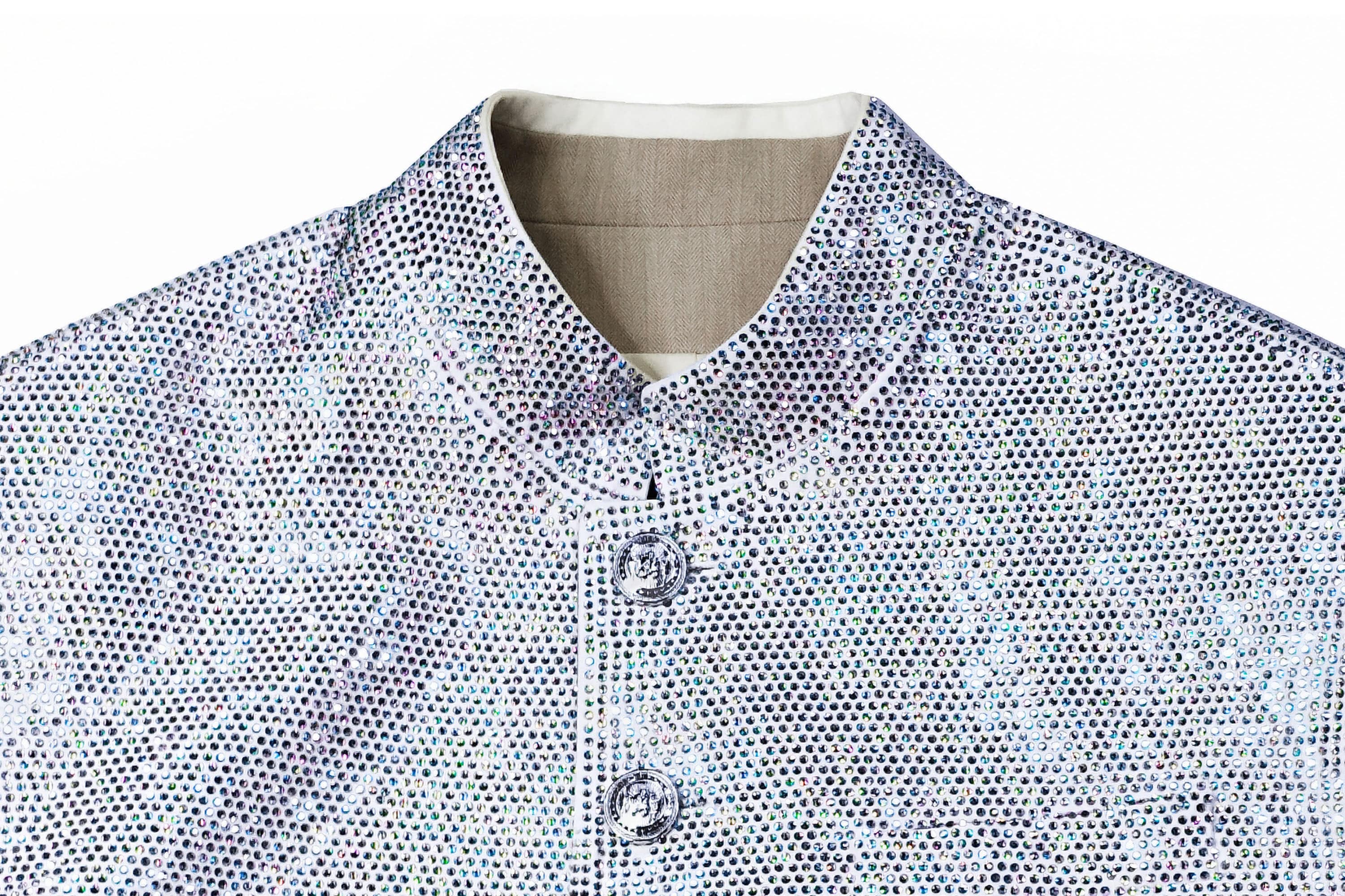 FACEONLAB Iridescent Diamond Mandarin Collar Jacket