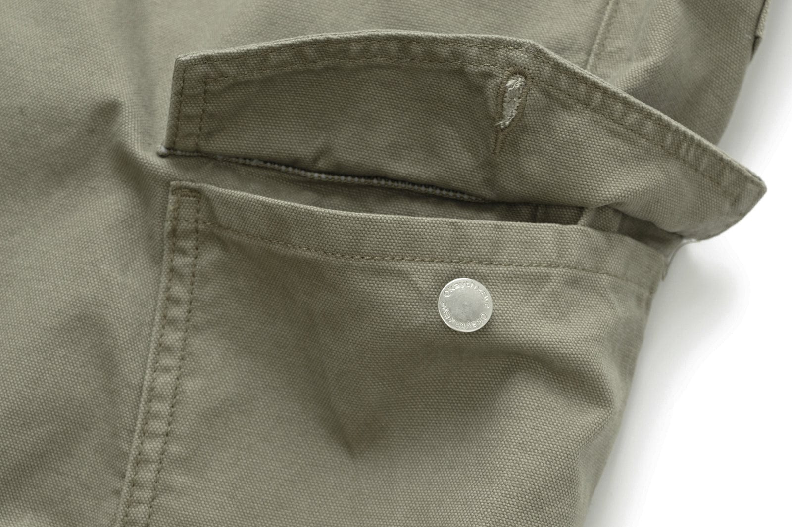 OKAYTHXBYE Washed Button Flap-Pocket Cargo Pants