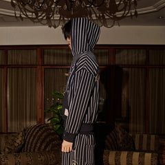 PHANTOMHUNTER Stripe Embroidered Studded Hoodie