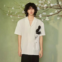 JIECHI Bottled Bloom Sheer Half Shirt