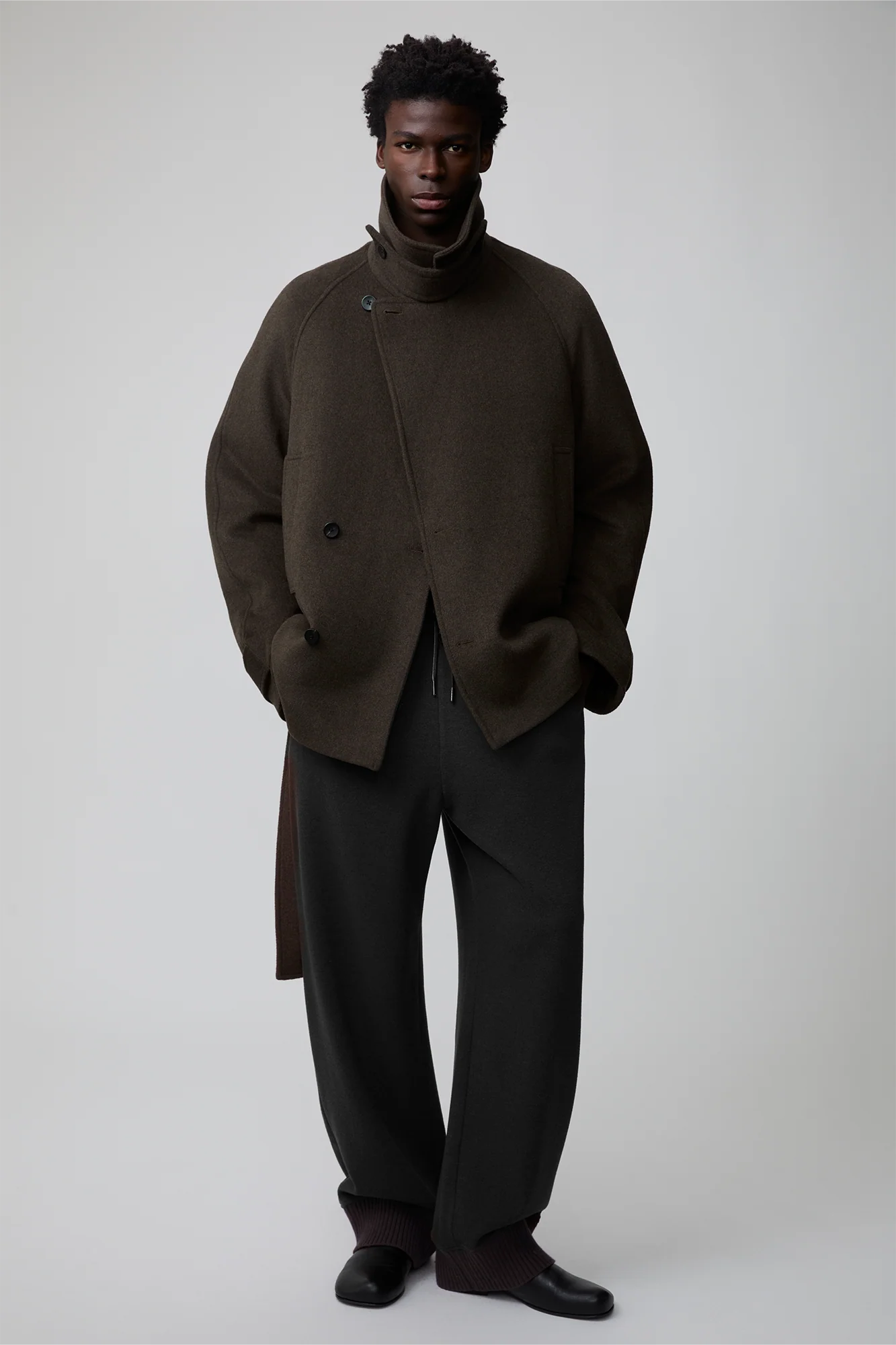 OPICLOTH Double-Breasted Belted Wool-Blend Coat