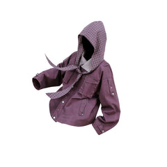 RELABEL Distressed Plaid Hood Oversized Jacket