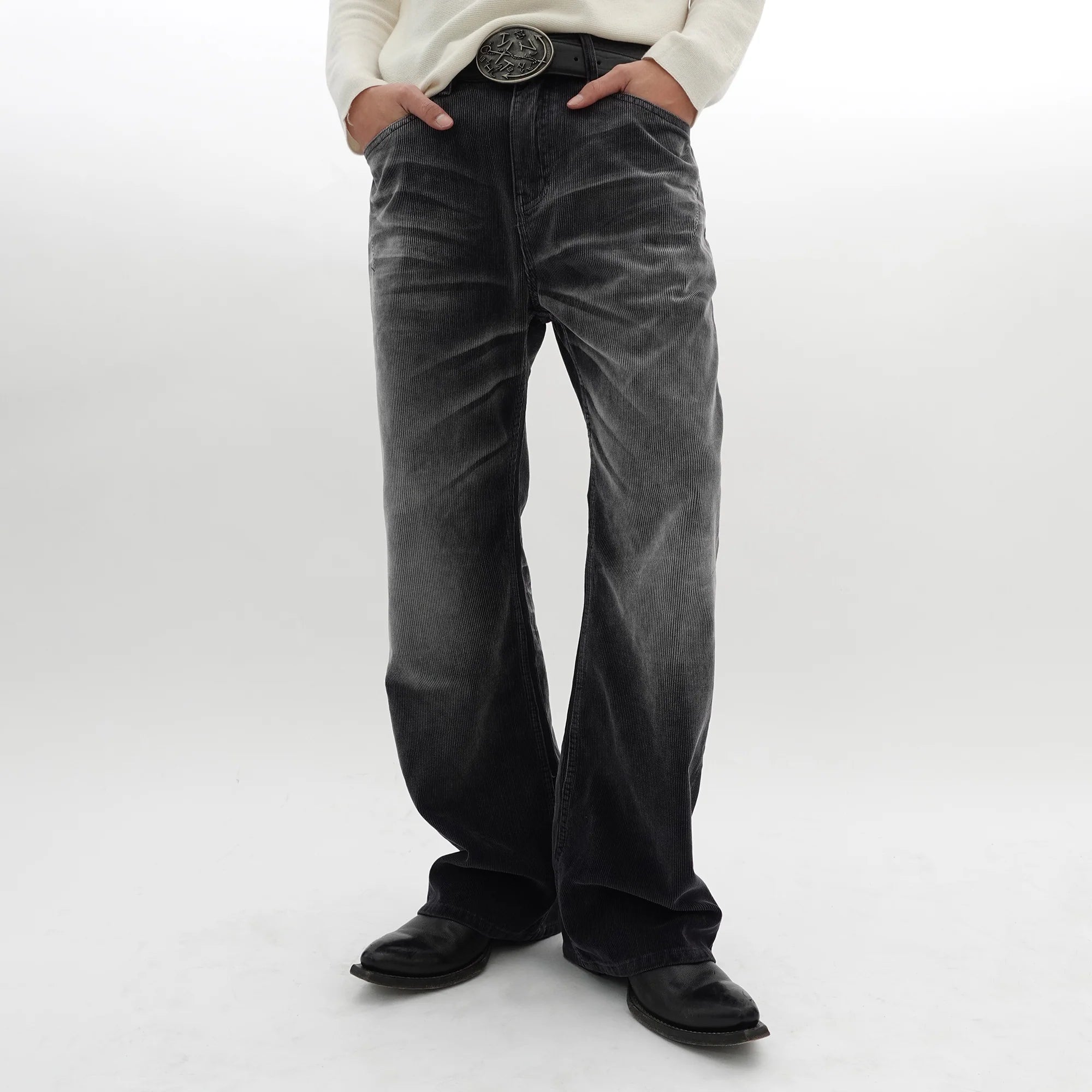 IN EXISTENCE Star Embroidered Corduroy Flare Jeans
