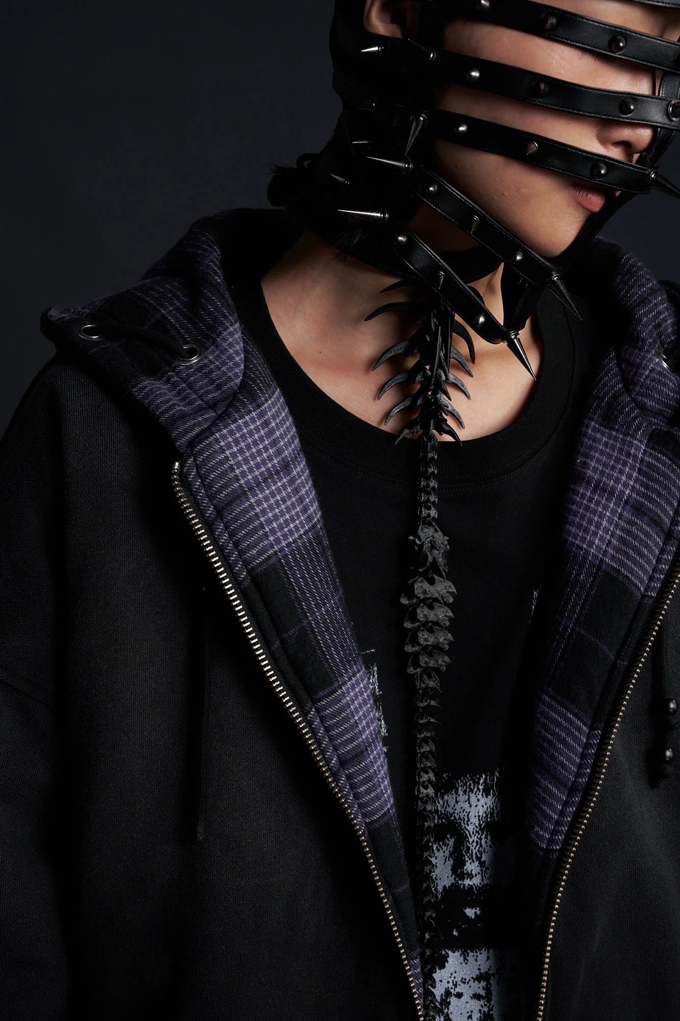 RECOVER ZONE Reversible Check & Solid Hoodie Jacket