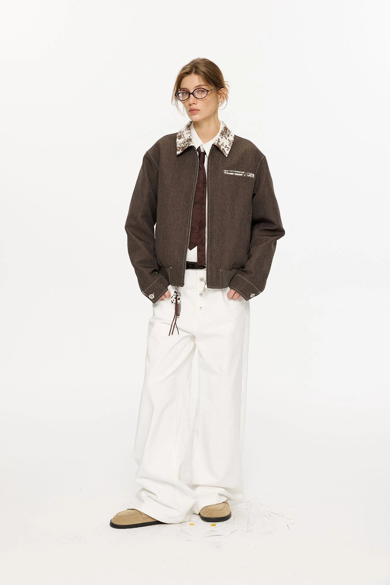 KREATE Contrast Floral Collar Jacket