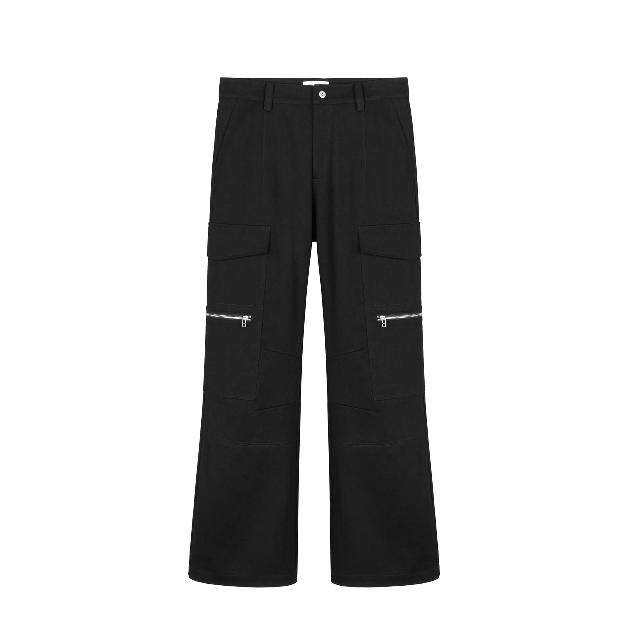 OKAYTHXBYE Muted Marble Multi-Pocket Panel Flared Cargo Pants