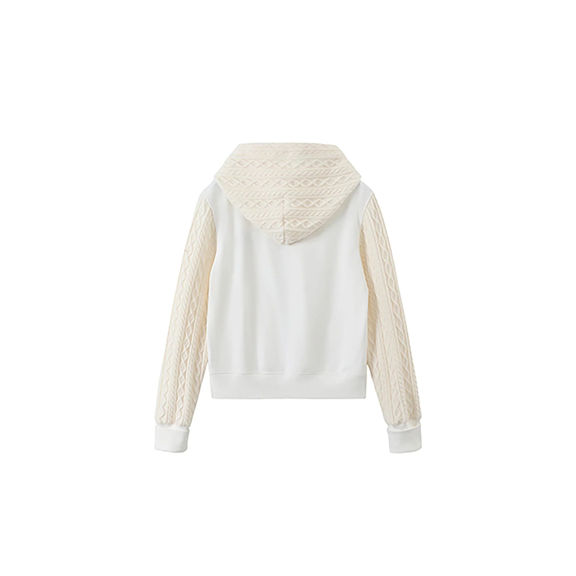 DONSMOKE Spliced Cable-Knit Zip-Up Hoodie