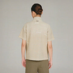 URBAN+FOREST Washed Waffle Stand Collar Half Shirt