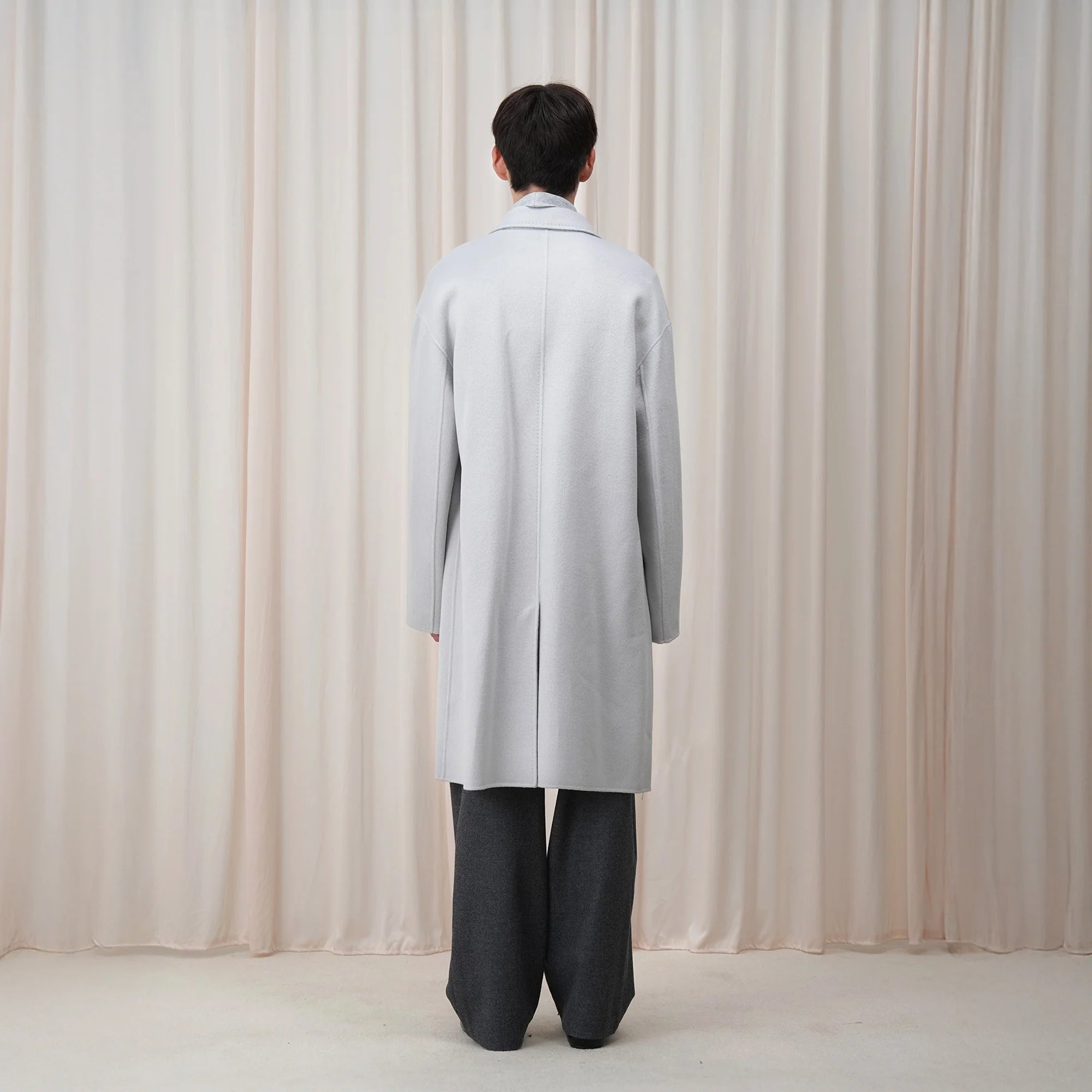OUYANG WENJUN Minimal Wool Oversized Coat Light Gray