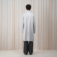 OUYANG WENJUN Minimal Wool Oversized Coat Light Gray