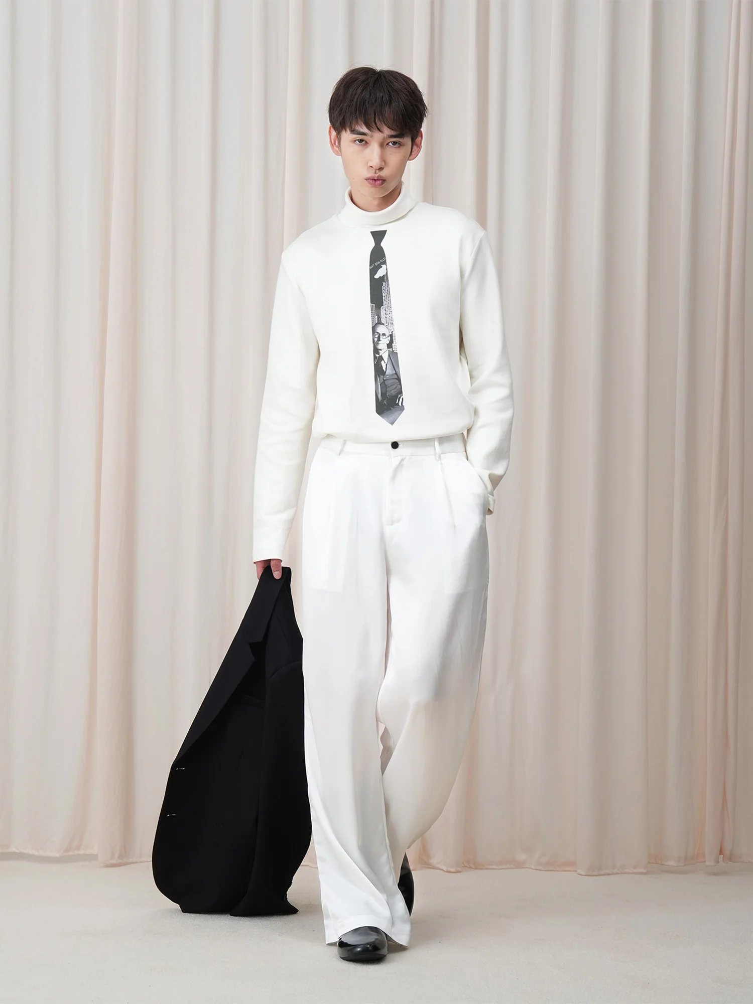 OUYANG WENJUN Minimal Satin Wide-Leg Pants