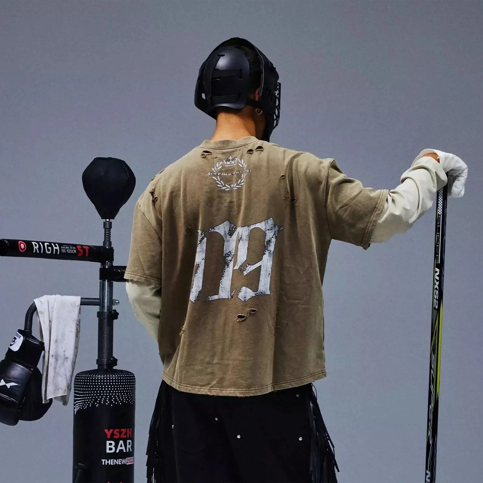 TECNINEGROUP No.09 Distressed Layered Long-Sleeve Tee