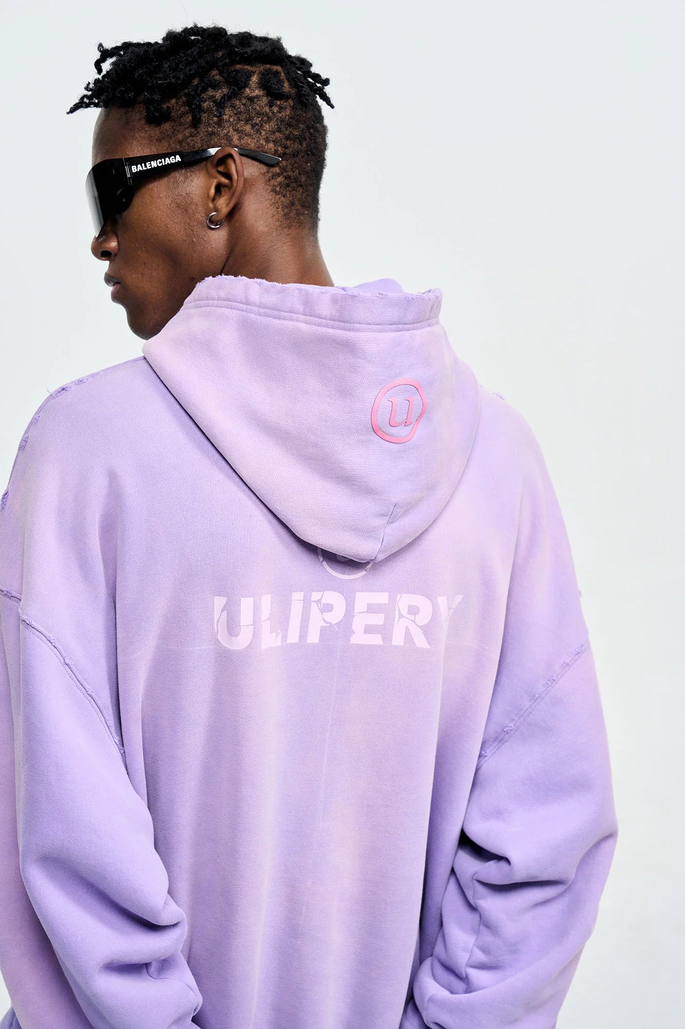 ULIPERY Distressed Gradient Oversized Hoodie Purple