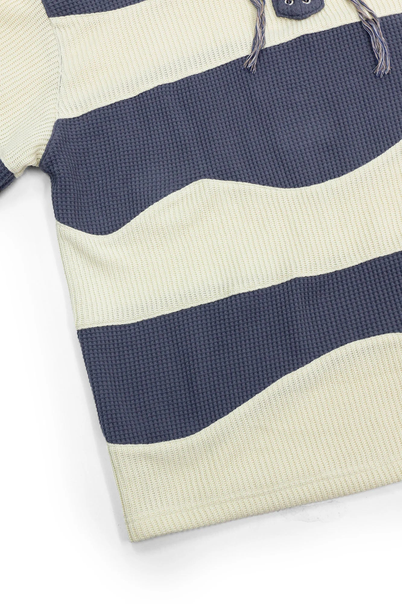RELABEL Waffle-Knit Stripe Lace-Up Sweatshirt