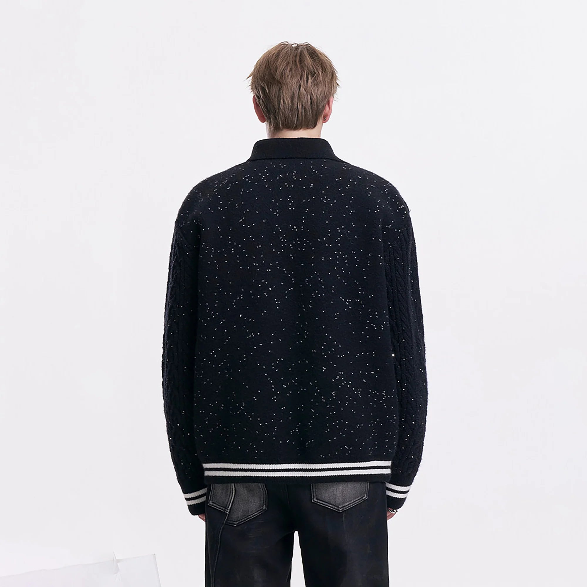 TIWILLTANG Asym Collar Embroidered LOGO Sweater