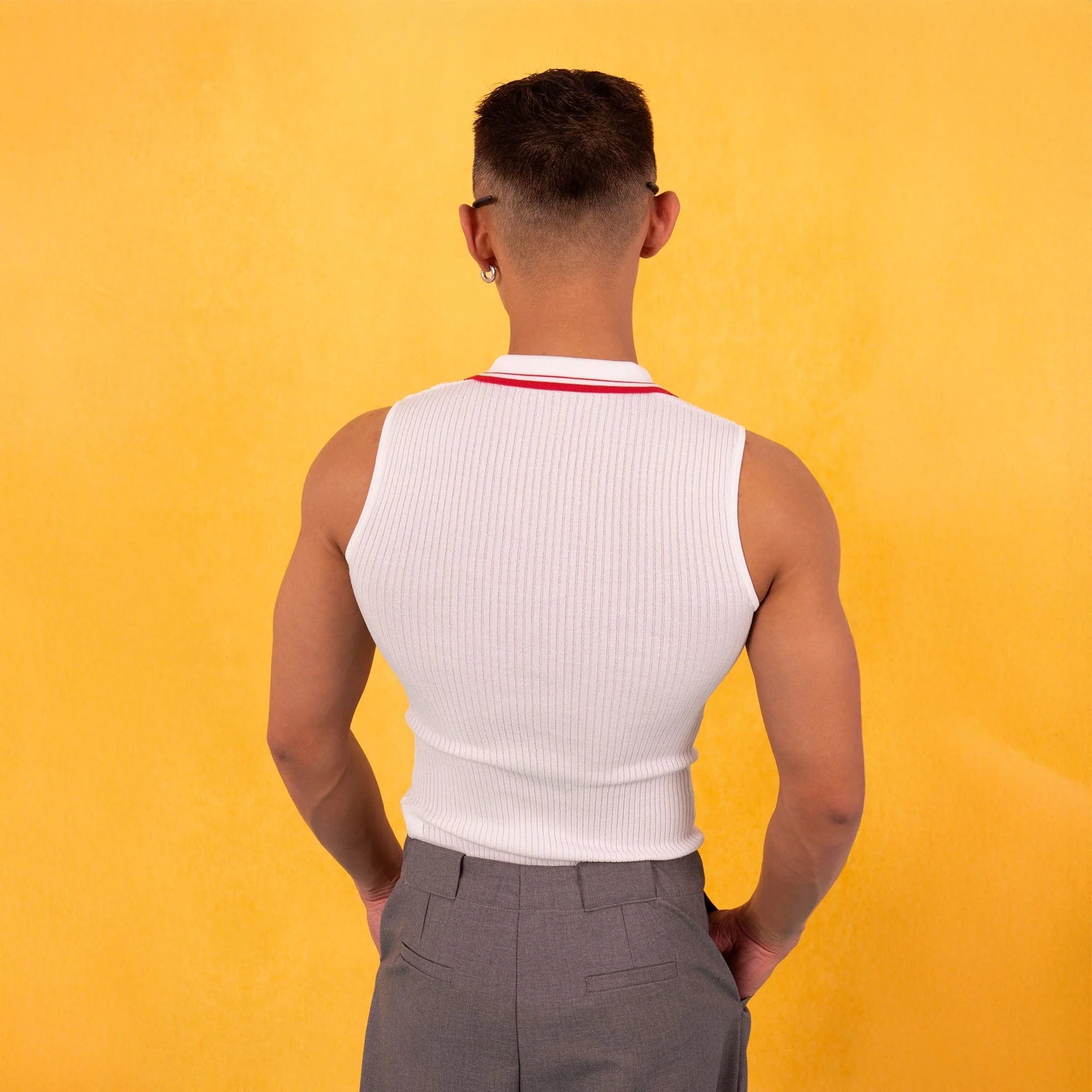 CLP Contrast Trim Ribbed Polo Tank Top