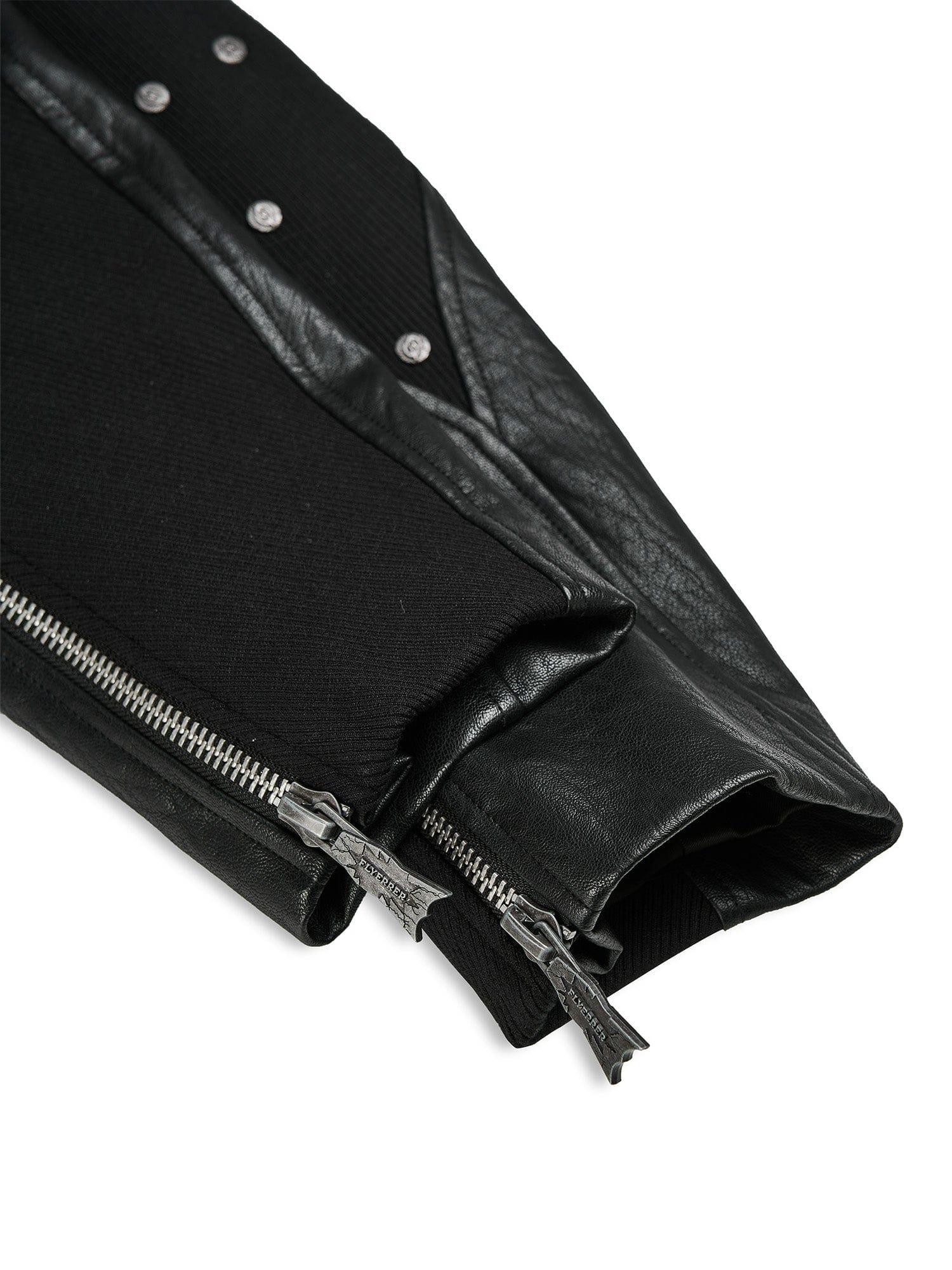 FLYERRER Structured Panel Faux Leather Biker Jacket