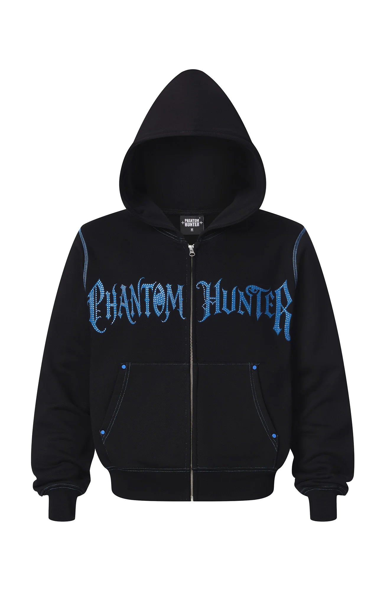 PHANTOMHUNTER Diamond Graphic Cropped Zip Hoodie