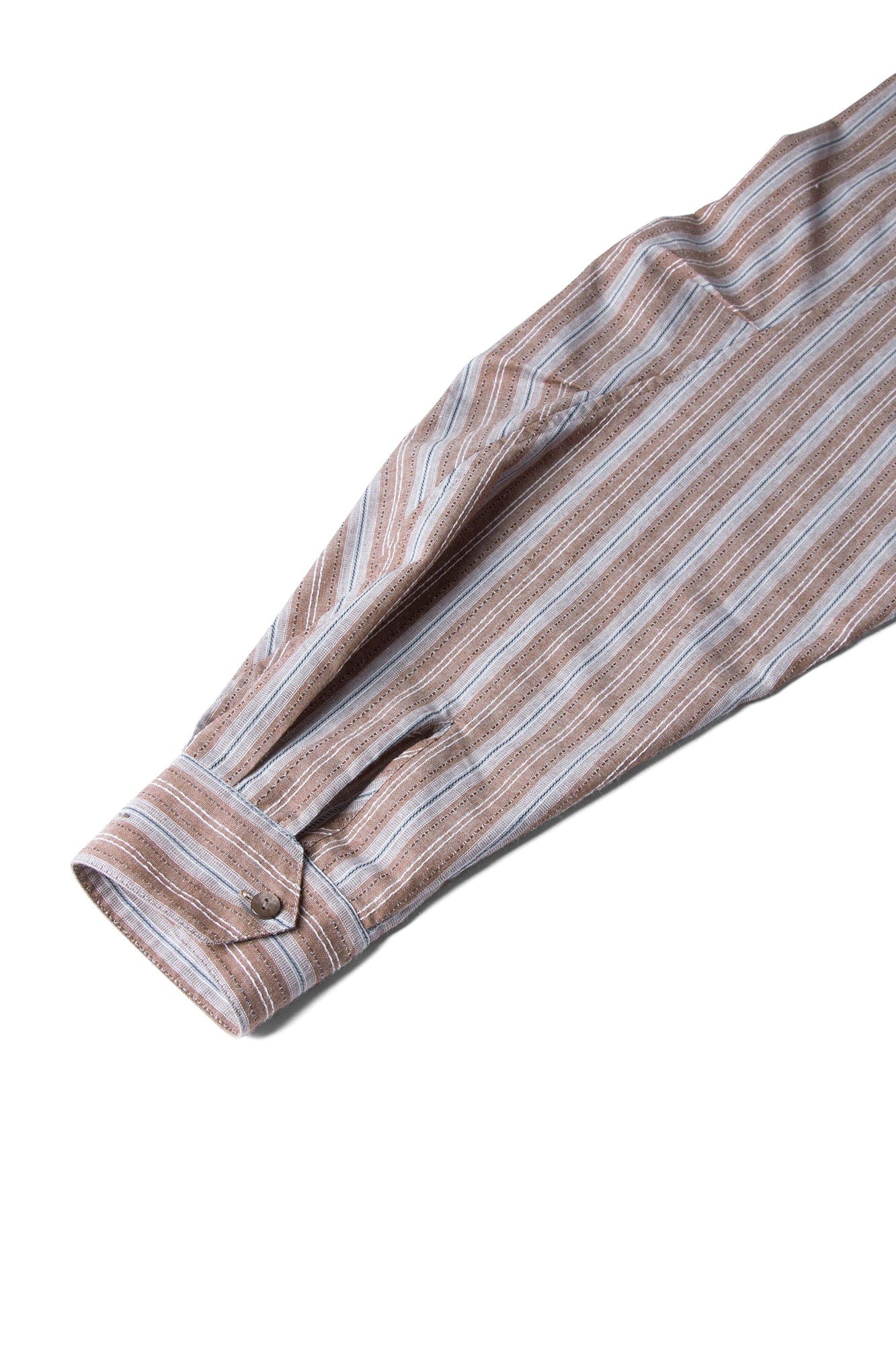 RELABEL Stripe Button-Up Oversized Shirt Brown