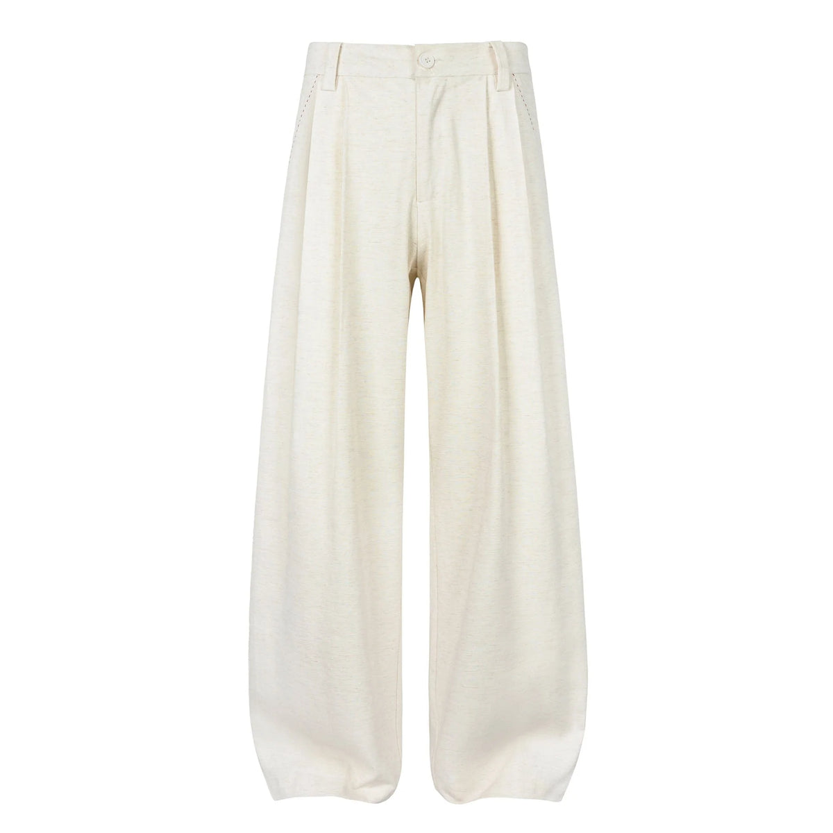 OKAYTHXBYE Pleated Linen-Blend Wide-Leg Trousers