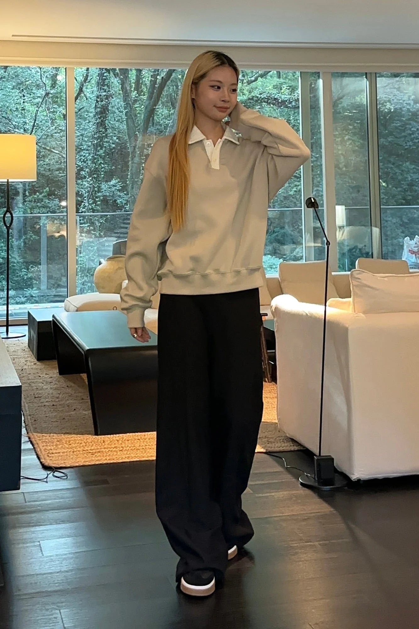 OKAYTHXBYE Flexweave Contrast Collar Sweatshirt