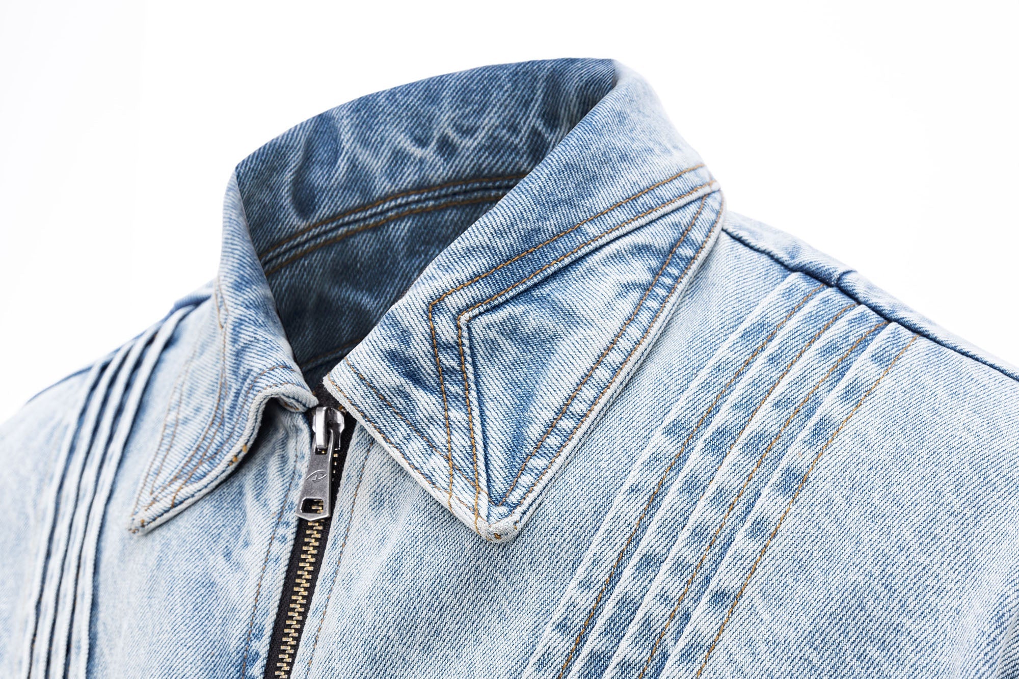 CATSSTAC Washed Paneled Seam Denim Jacket