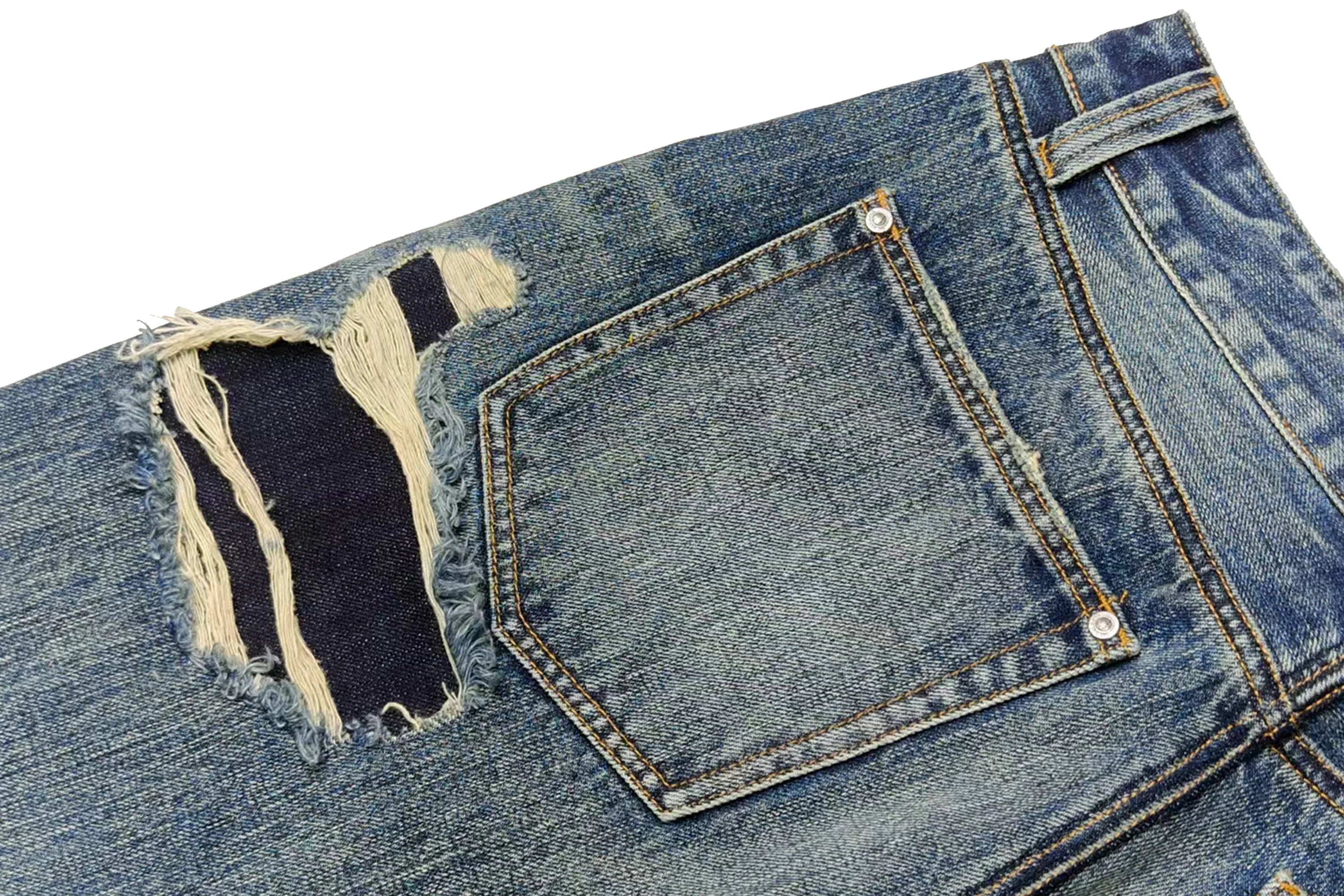 FACEONLAB Distressed Patch Leopard Paneled Jeans