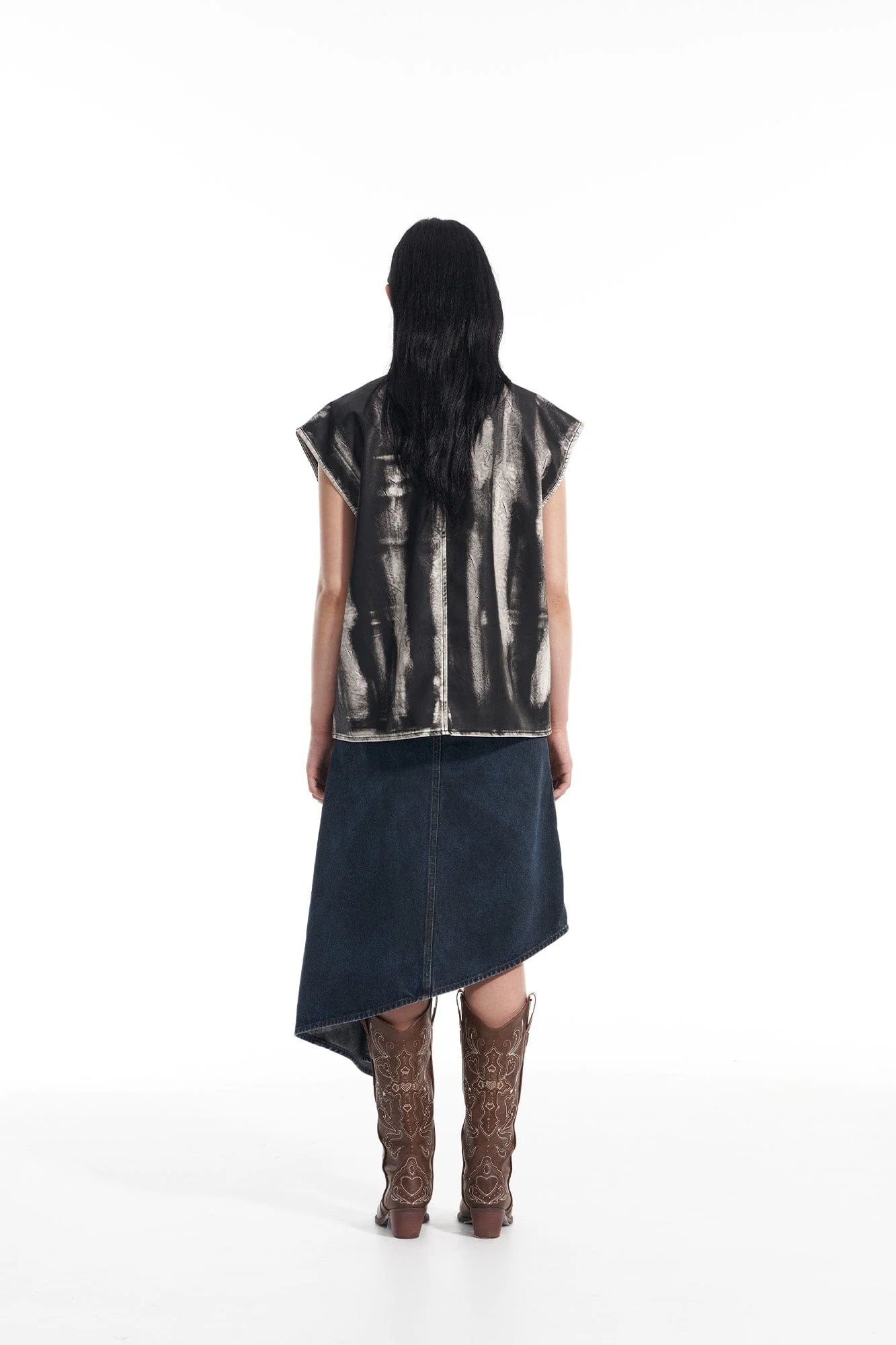 VANN VALRENCE Washed Grunge Paint Multi-Pocket Vest