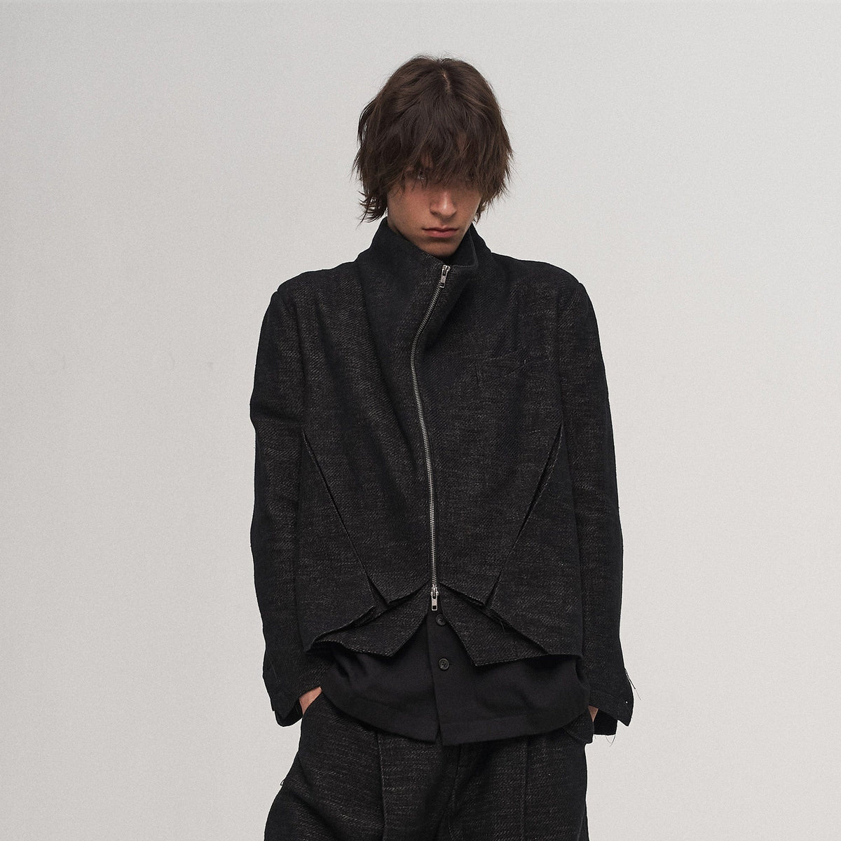 ILNya Nieternite Nifutur Double-Layer Weave Linen Jacket Black
