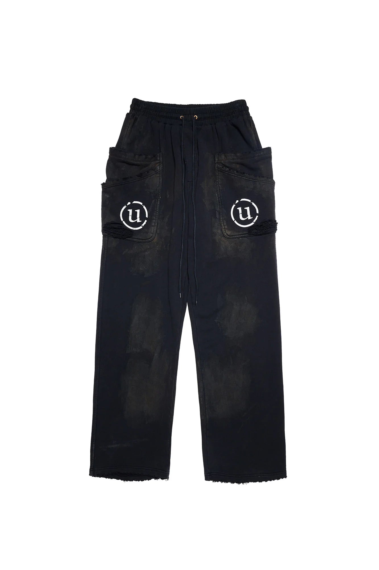 ULIPERY LOGO Mud-Wash Frayed Sweatpants