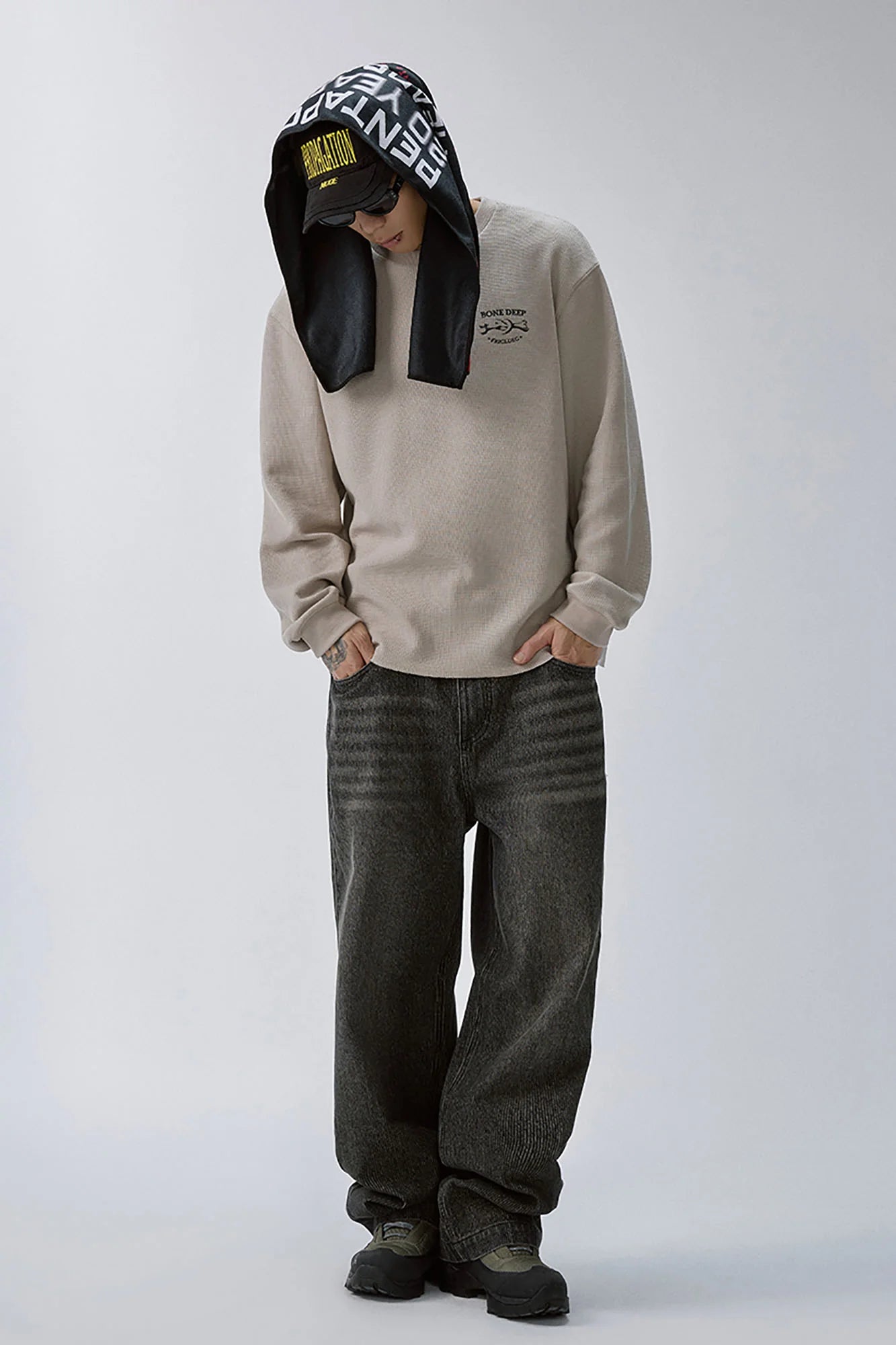 F2CE Retro Corduroy Logo Embroidery Straight-Leg Jeans