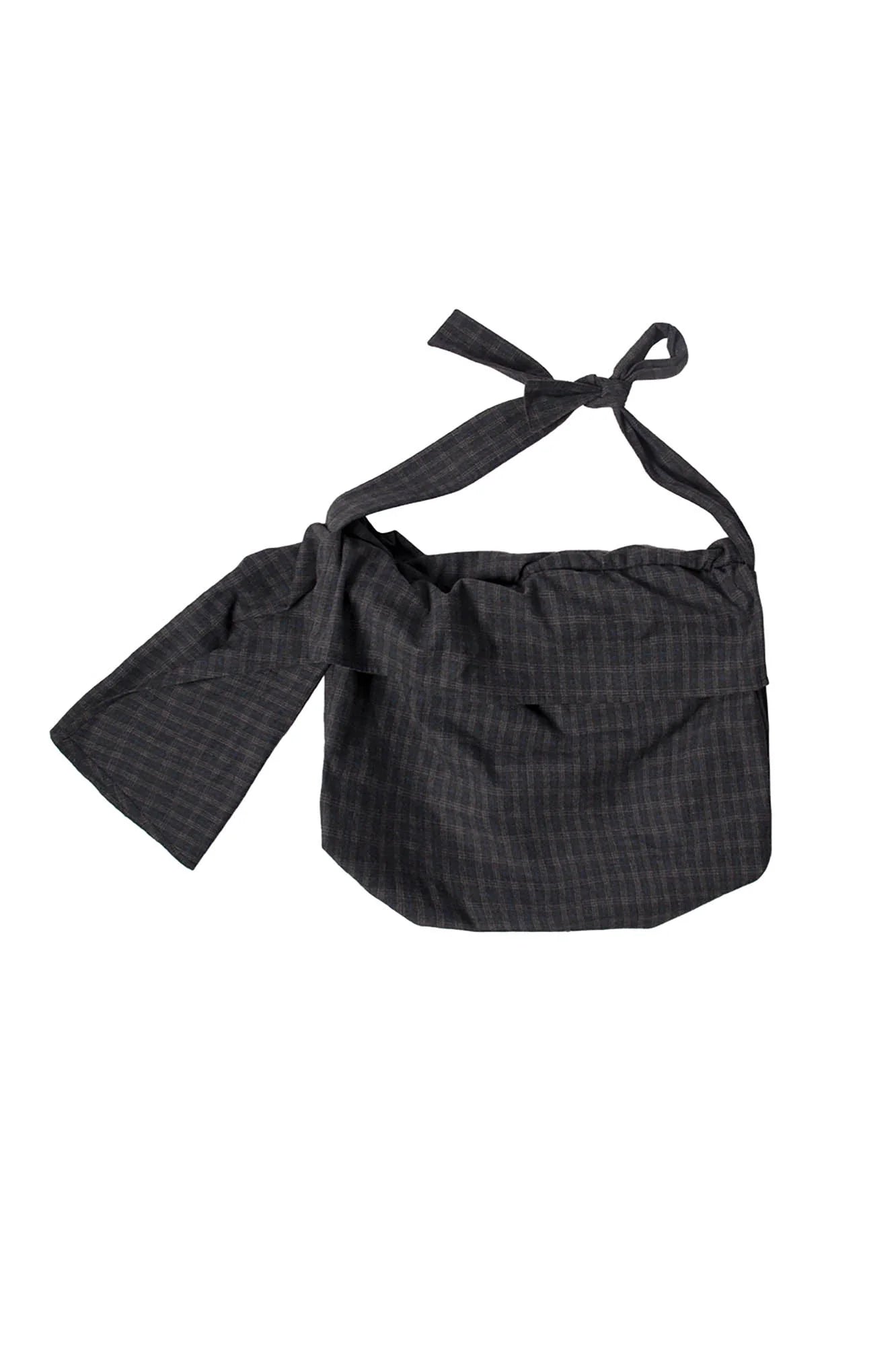 RELABEL Plaid Wool-Blended Knot Handle Hobo Bag