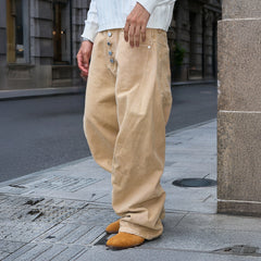STEEPC Classical Button-Fly Curved-Seam Utility Pants