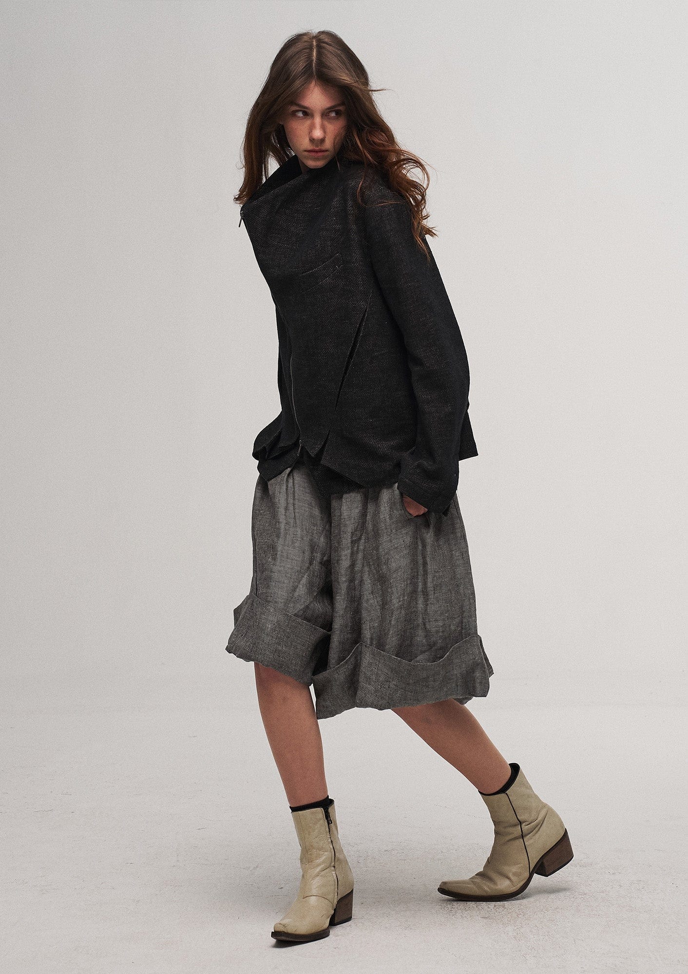 ILNya Nieternite Nifutur Double-Layer Weave Linen Jacket Black