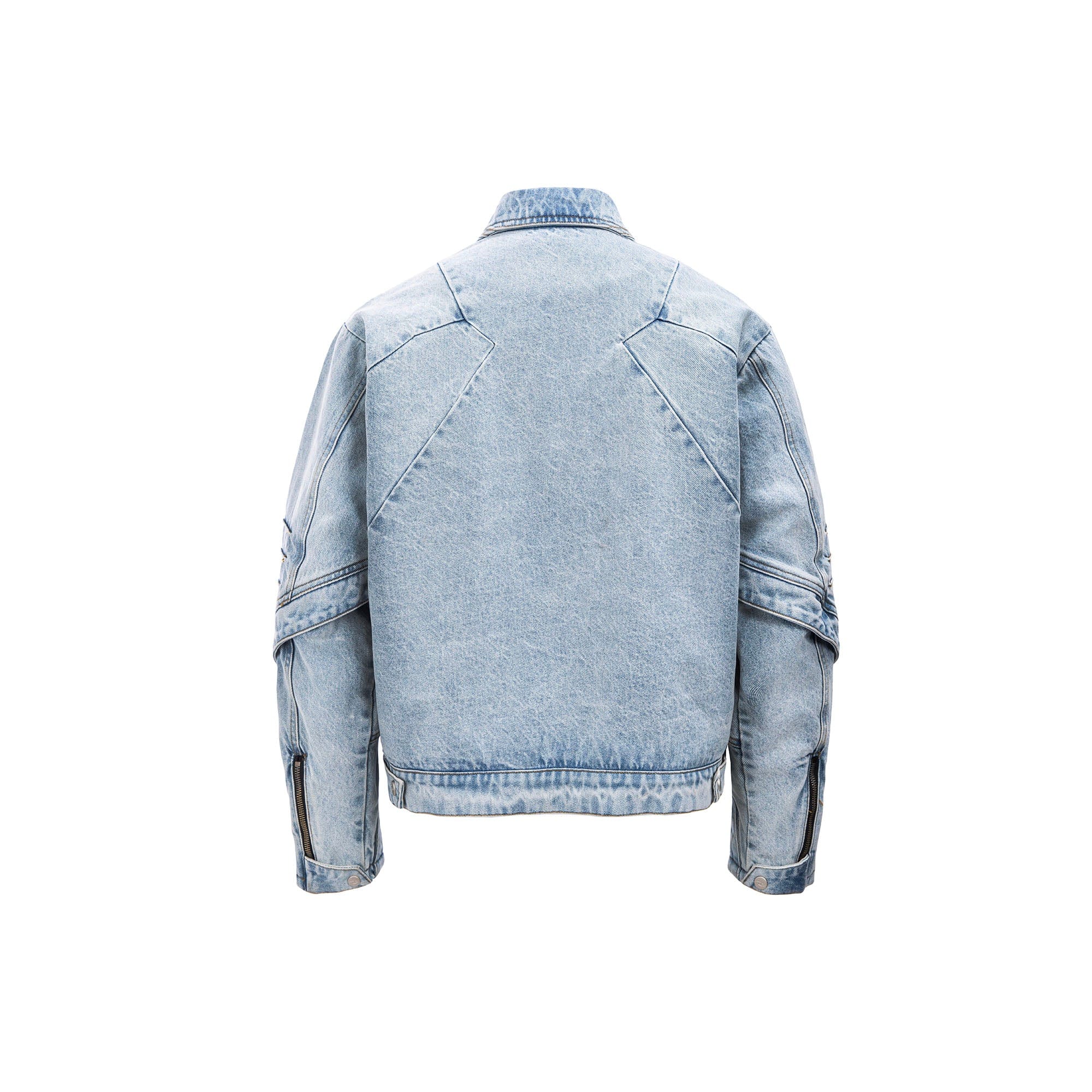CATSSTAC Washed Paneled Seam Denim Jacket
