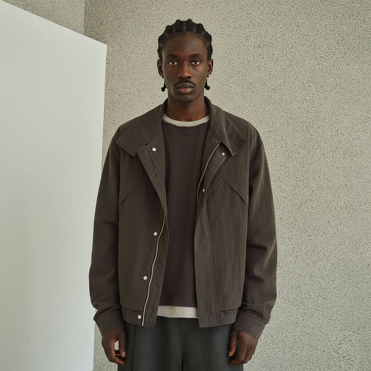GONGHE REPUB High-Neck Elastic Hem Utility Blouson