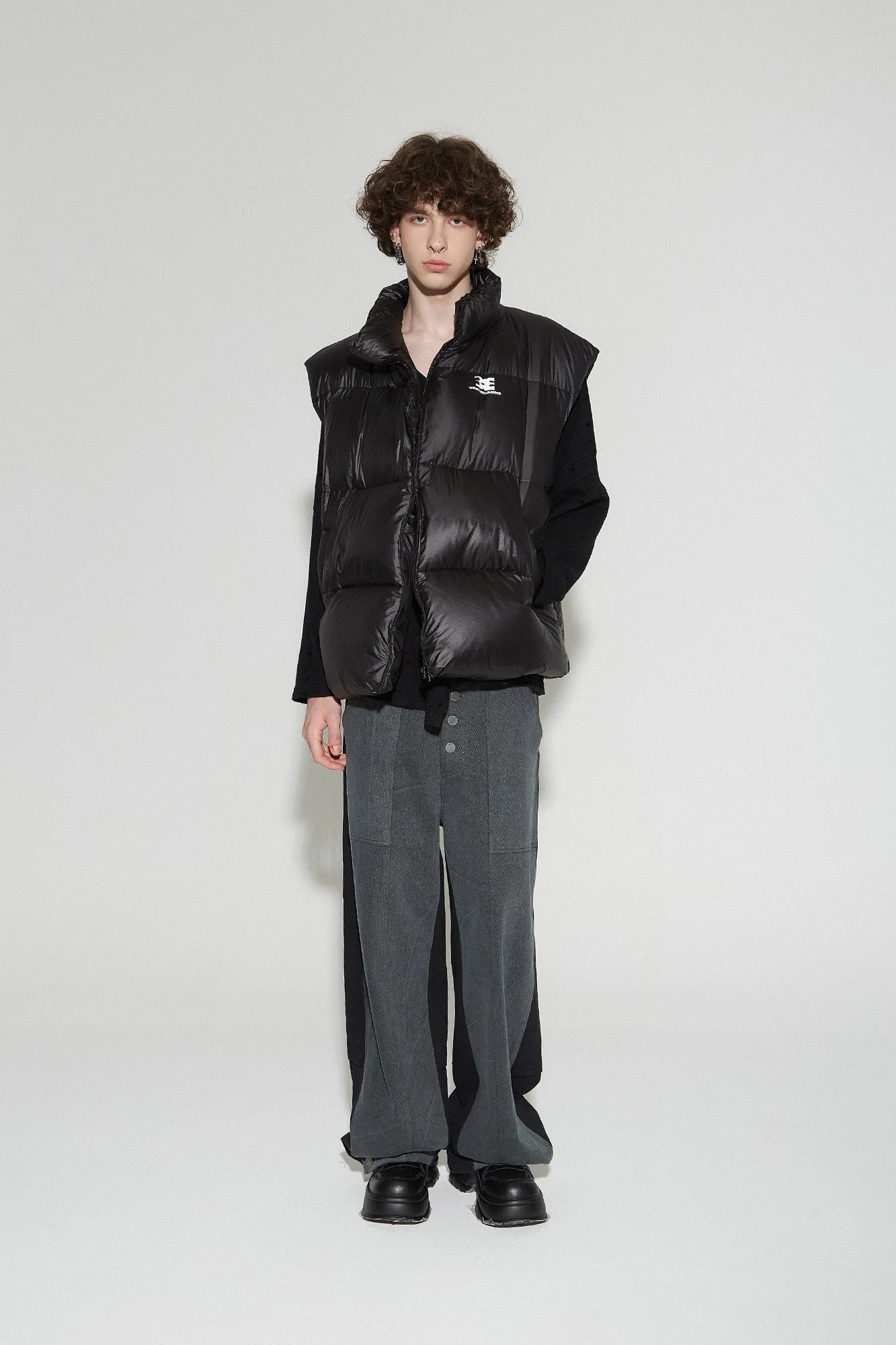 VANN VALRENCE Plain Duck Down Oversized Puffer Vest