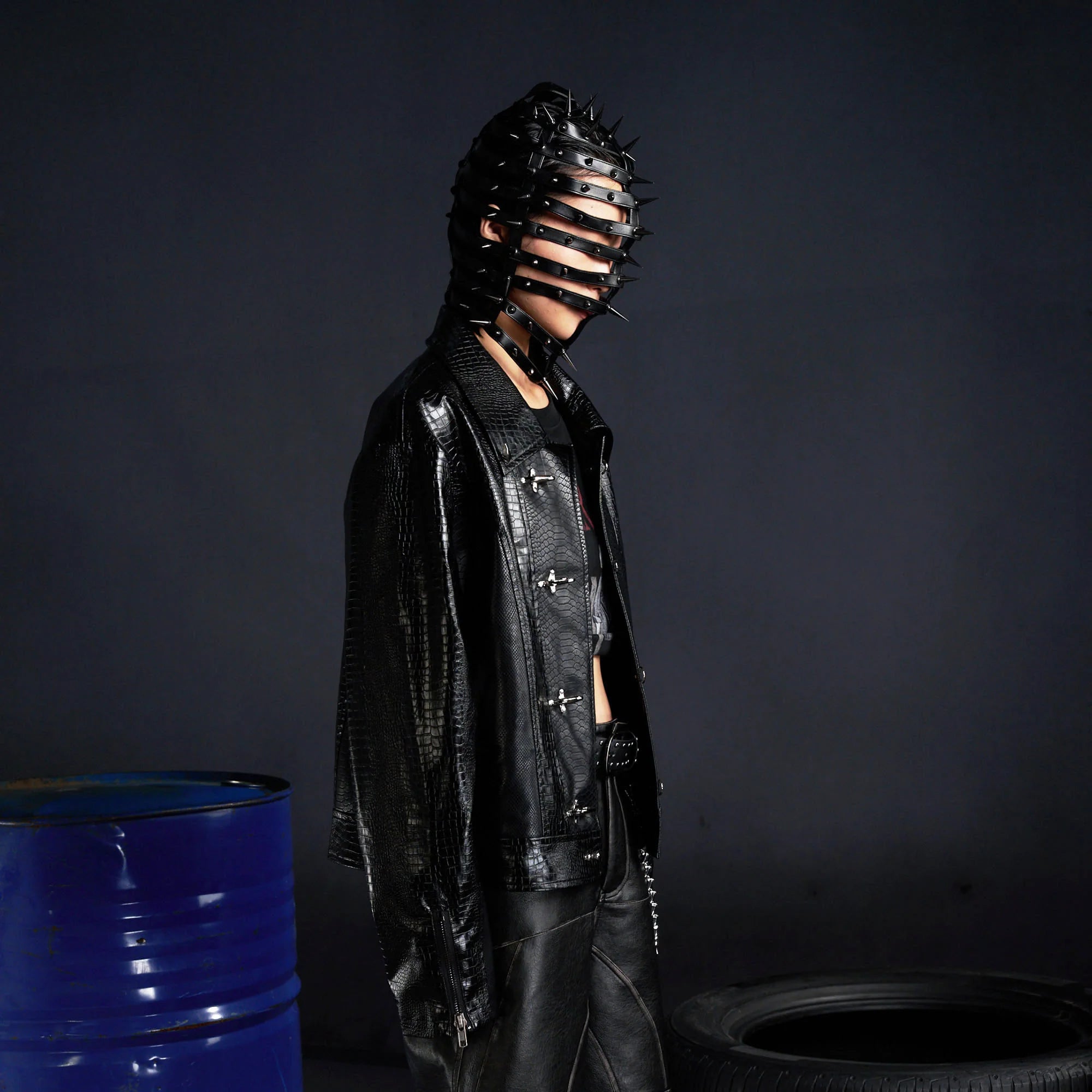 RECOVER ZONE Faux Croc Embossed Hoop-Buckles Jacket