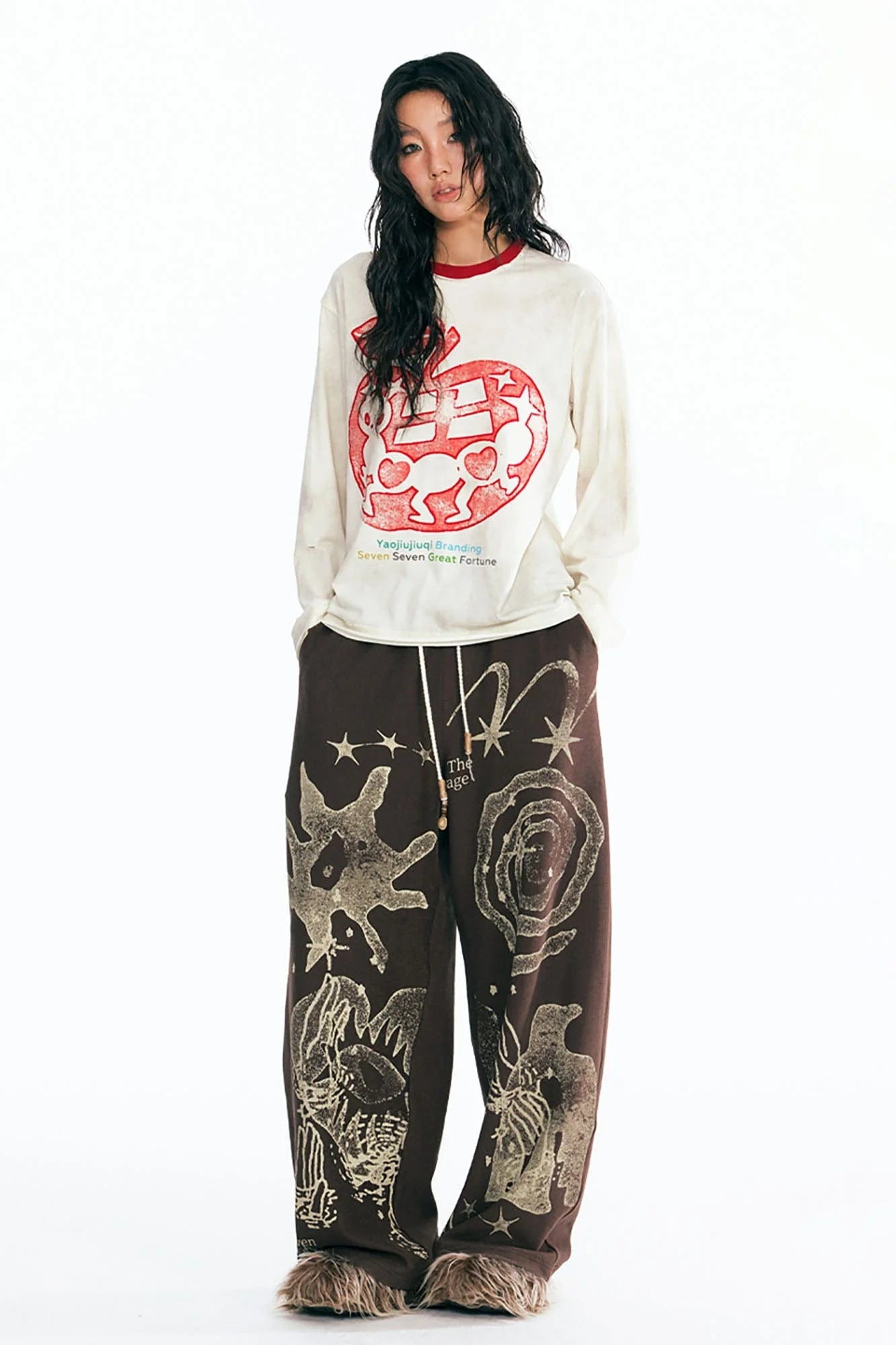 1997 POSTOFFICE Tribal Spiral Beaded Drawstring Sweatpants