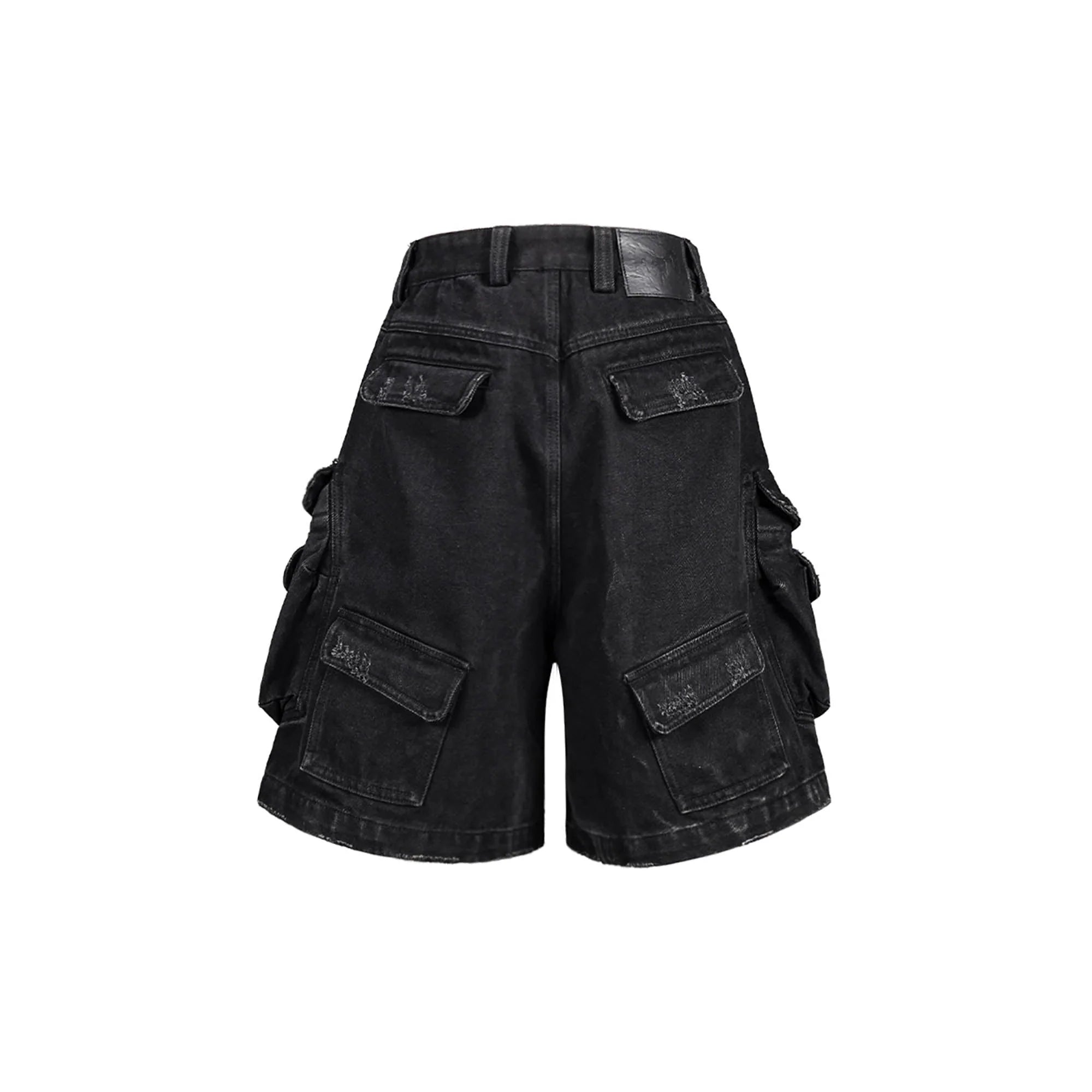 UNDERWATER Layered-Pocket Distressed Denim Shorts