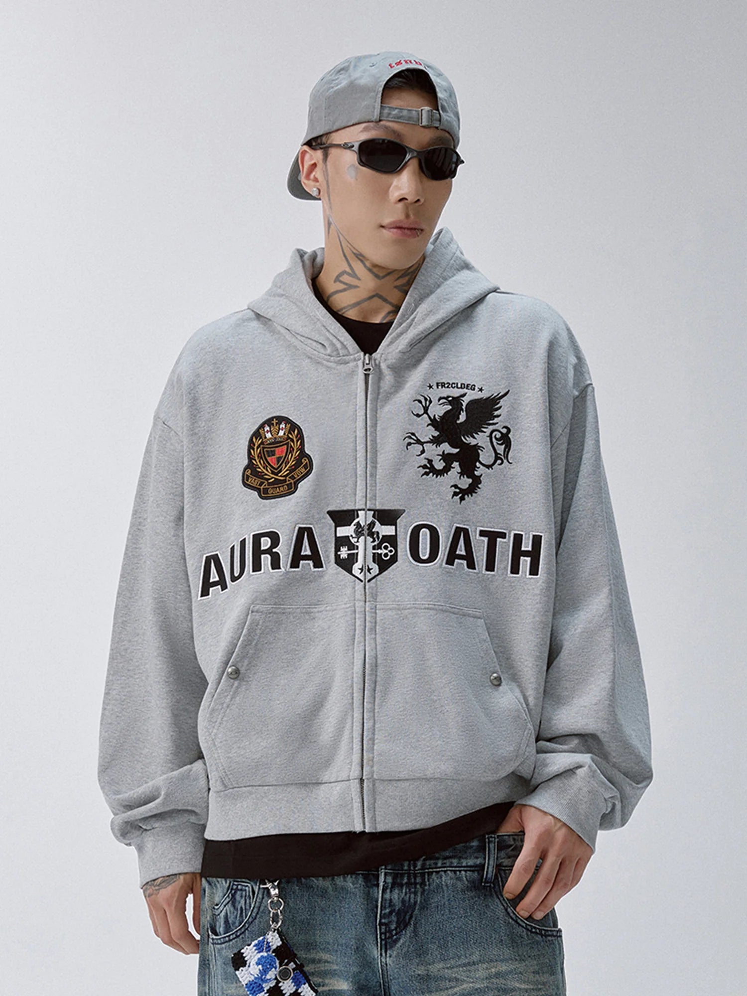 F2CE Crest Emblem Patch Zip-Up Hoodie