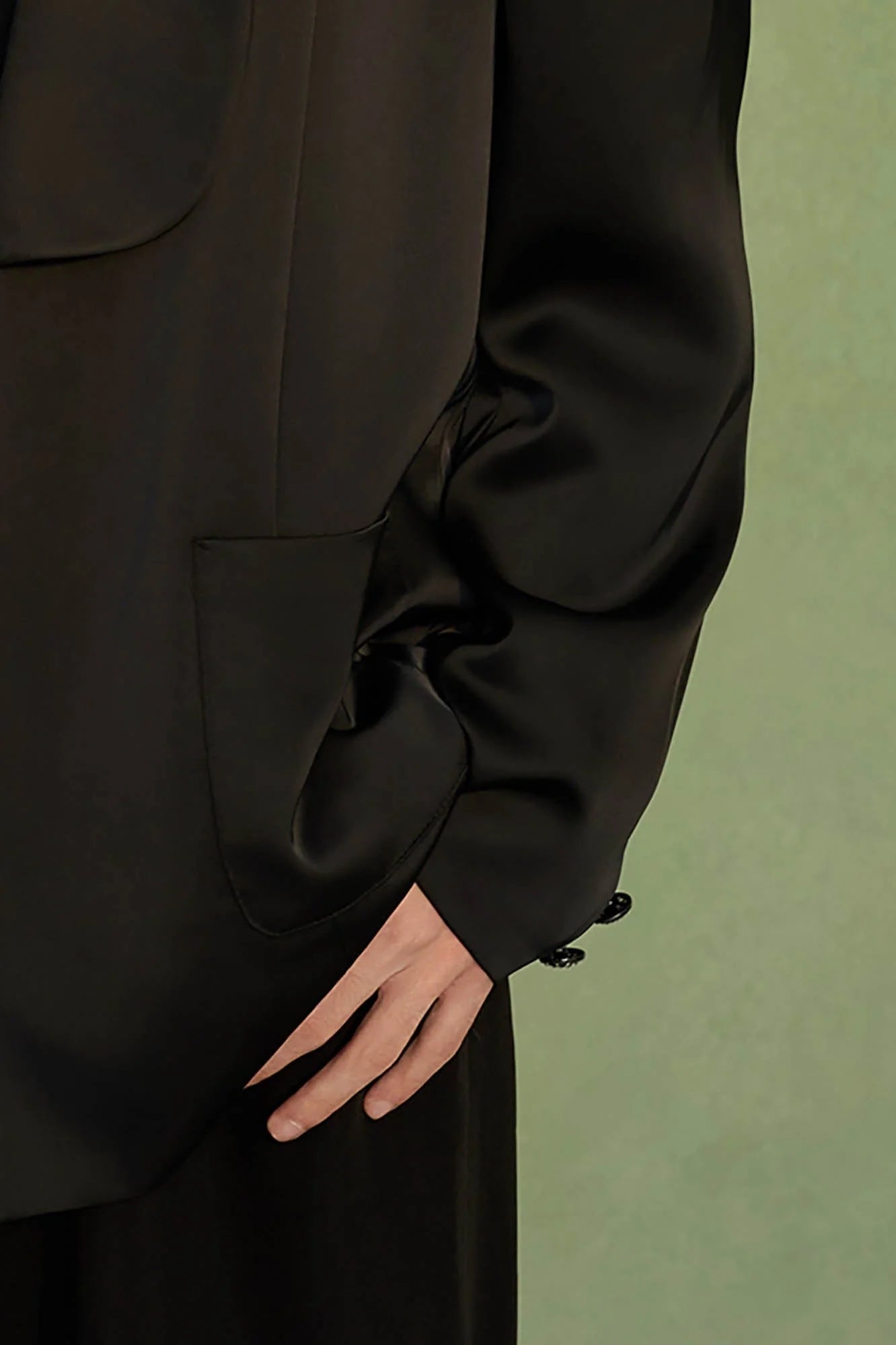 JIECHI Silver Bamboo Embroidery Asymmetrical Placket Blazer