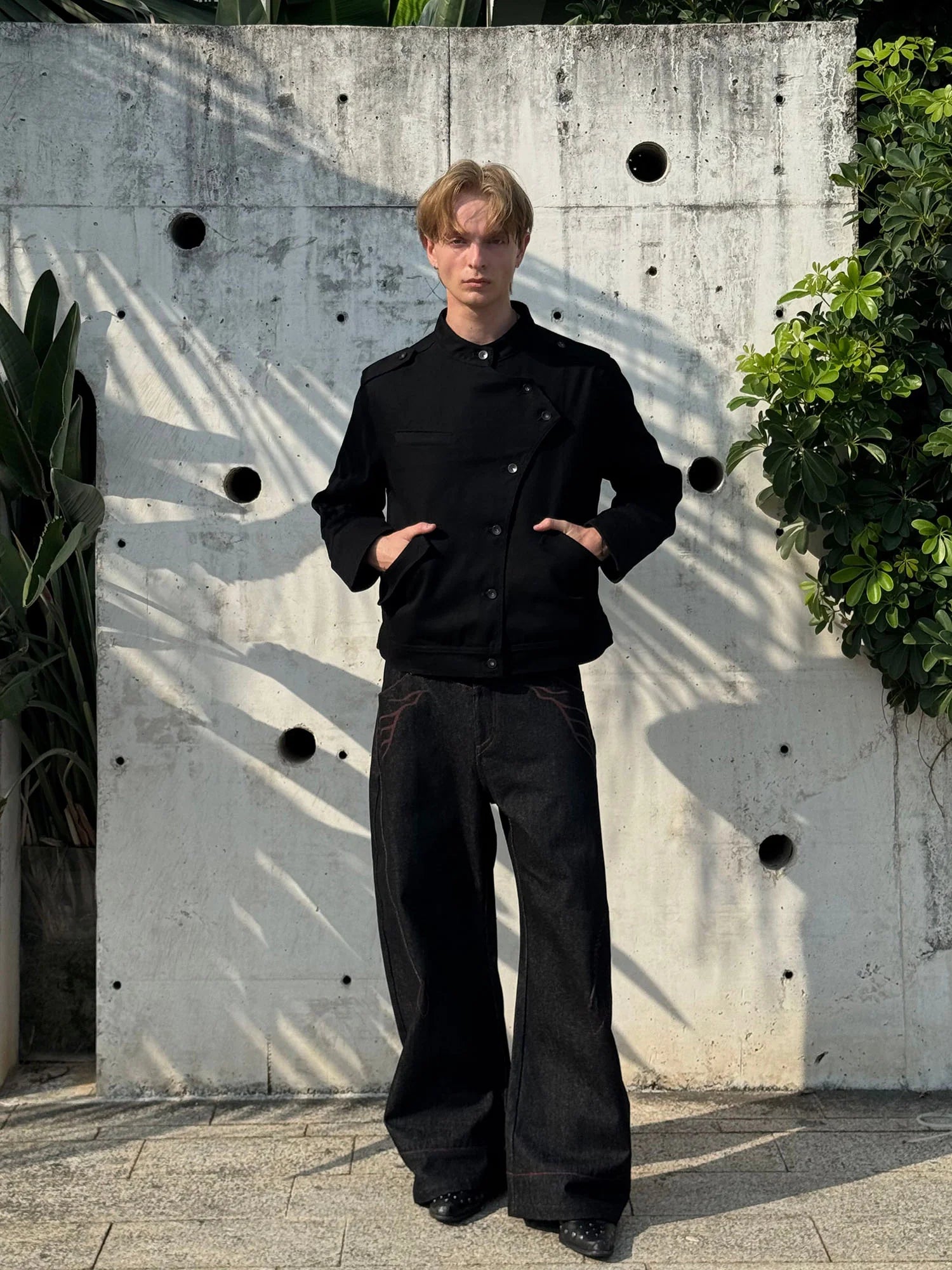 ESAIAS Asymmetric Stand-Collar Military Jacket