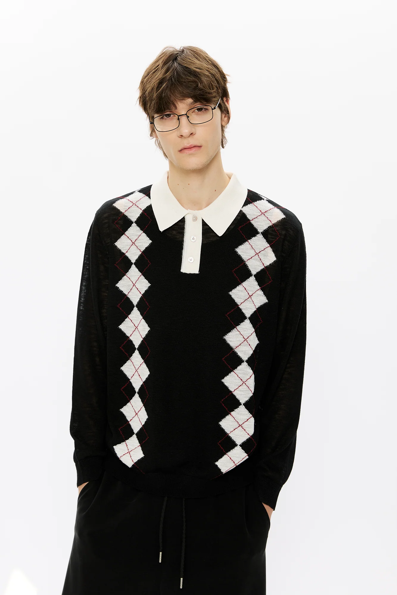 KREATE Retro Argyle Polo Sweater